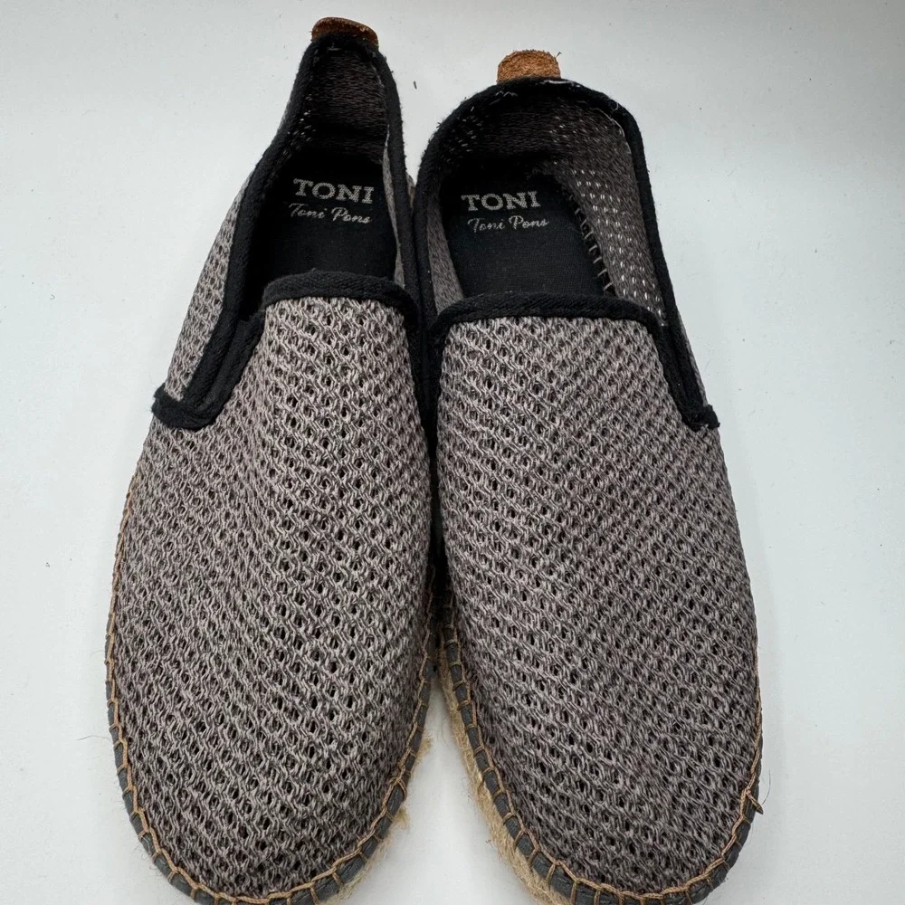 Toni Pons Mens Grey Mesh Slip On Espadrilles Made in Spain Size 42EU 8.5US